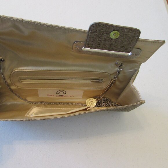 Big Buddha Woven Tan/Gold Clutch Bag - Like New - 12"x4.5" - Picture 5 of 16